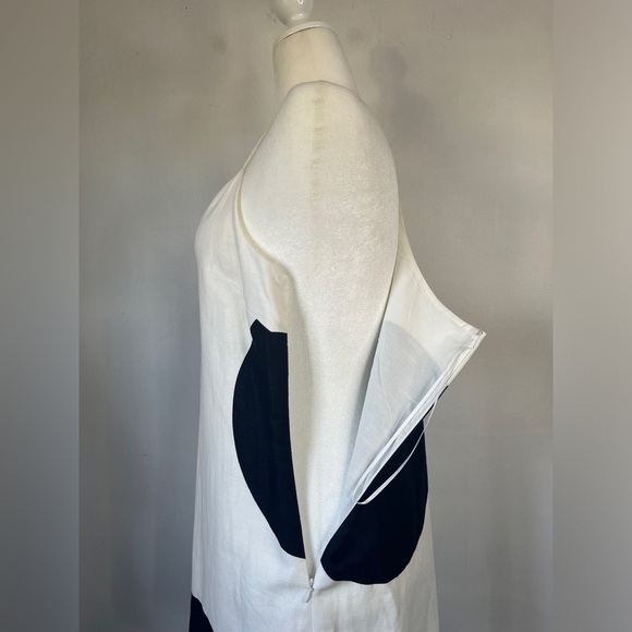 J. Crew Carrie Shift Dress Large Polka Dot White Navy Dress Sleeveless Summer 12 - Picture 6 of 8